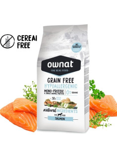 Натурална суха храна OWNAT GRAIN FREE HYPOALLERGENIC SALMON MONOPROTEIN – хипоалергенна формула БЕЗ зърнени култури, с 30- пр