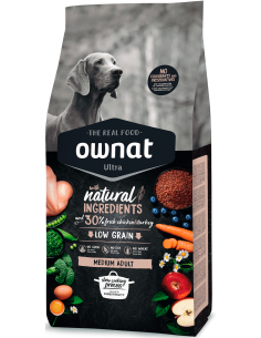 Натурална суха храна Ownat Ultra Medium Adult с пряснo пилешко и пуешко месо, за пораснали кучета от средните породи 3 кг. 2