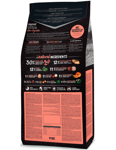 Натурална суха храна Ownat Ultra Medium Lamb and Rice с пряснo агнешко месо, за кучета предразположени към алергии и непоноси