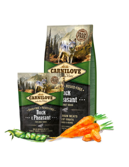 Пълноценна, суха храна за кучета Carnilove Duck - Pheasant Adult със 30- патешко и 22- месо от фазан, БЕЗ ЗЪРНЕНИ КУЛТУРИ 12 