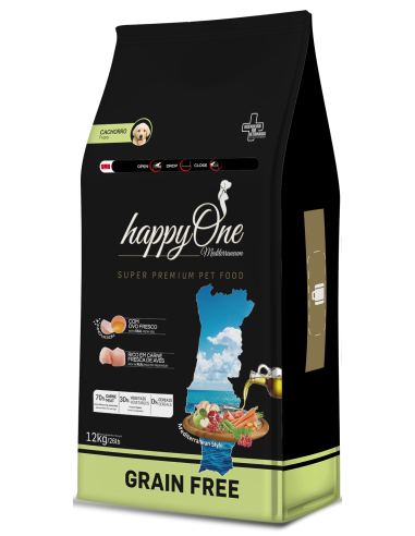 Средиземноморска храна HappyOne MEDITERRANEUM Puppy – Junior за подрастващи кученца от всички породи с пилешко месо, сардини,