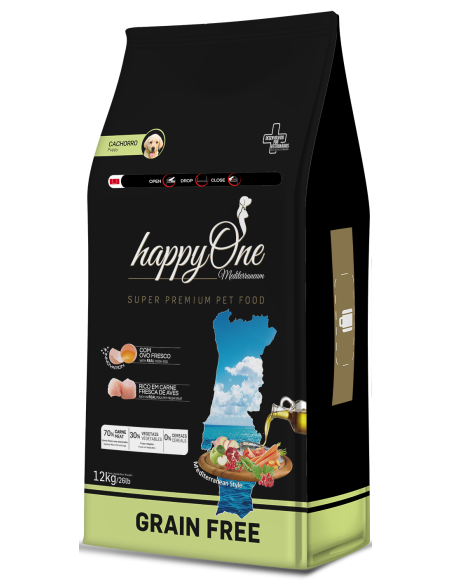 Средиземноморска храна HappyOne MEDITERRANEUM Puppy – Junior за подрастващи кученца от всички породи с пилешко месо, сардини,