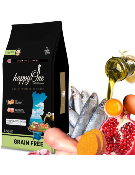 Средиземноморска храна HappyOne MEDITERRANEUM Puppy – Junior за подрастващи кученца от всички породи с пилешко месо, сардини,