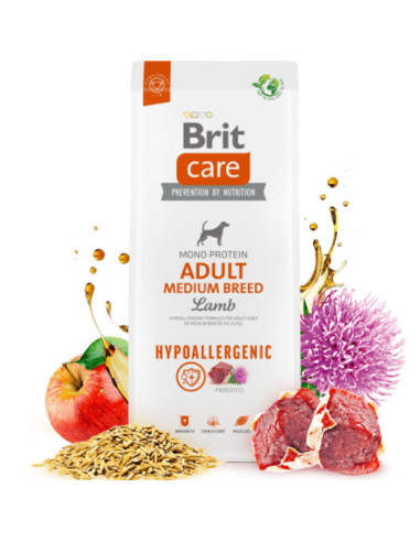 Супер премиум, хипоалергенна храна за кучета Brit Care Dog Hypoallergenic Mono Protein Adult Medium Breed, монопротеинна, с а