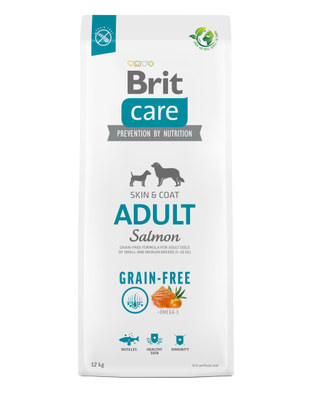 Суха храна БЕЗ зърнени култури Brit Care Grain Free Adult Salmon - Potato – със сьомга и картофи 1 кг.