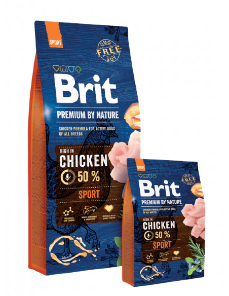 Суха храна за активни кучета Brit Premium Sport BY NATURE [ НОВА, ПОДОБРЕНА ФОРМУЛА ] с 50- прясно пилешко месо 3 кг.