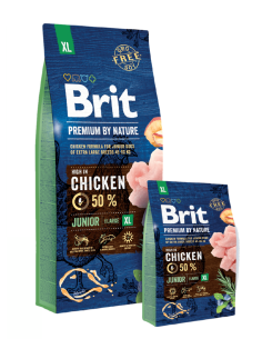 Суха храна за кучета BRIT PREMIUM JUNIOR XL BY NATURE [ НОВА, ПОДОБРЕНА ФОРМУЛА ] с 50- прясно пилешко месо 15 кг.