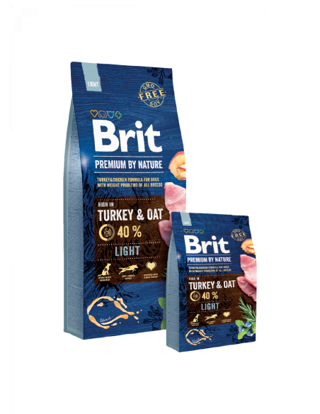 Суха храна за кучета BRIT PREMIUM LIGHT BY NATURE с 40- прясно пуешко месо 15 кг.