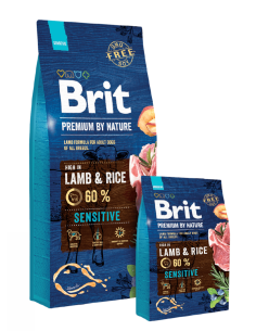 Суха храна за кучета BRIT PREMIUM SENSITIVE LAMB - RICE BY NATURE [ НОВА, ПОДОБРЕНА ФОРМУЛА ] с 45- прясно агнешко месо 1 кг.