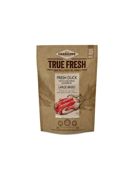 Ултра премиум суха храна Carnilove TRUE FRESH DUCK Large Breed със 60- истинско, прясно патешко месо, черупки от яйца, зелено