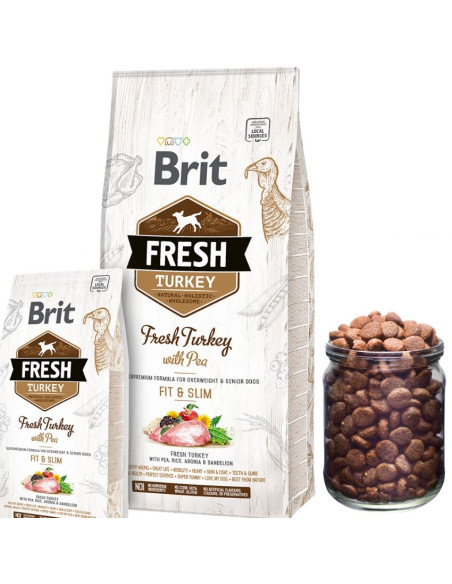 Холистична суха храна Brit Fresh Turkey with Pea Adult Fit - Slim за кучета склонни към наднормено тегло, с прясно пуешко мес