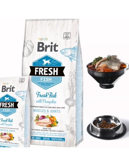 Холистична храна Brit Fresh Fish with Pumpkin Adult Large Muscles - Joints за кучета от големите породи, с прясна риба и тикв