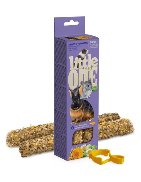 Крекери за гризачи и зайци Little One Sticks с цветя и билки 2х55 гр. 110 гр.