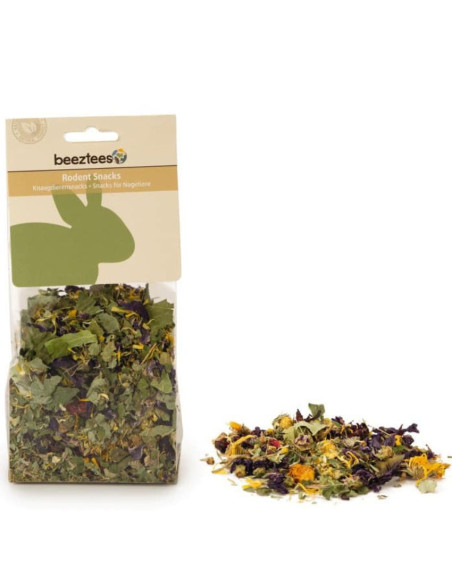 Лакомство за гризачи микс от цветя Beeztees rodent flower mix с хибискус, невен, лайка, липа, слез и глухарче 45 гр.