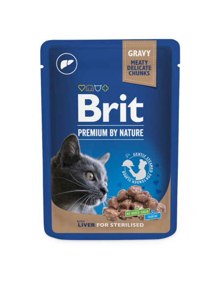 Пауч за кастрирани котки Brit Premium Sterilized с черен дроб 0.100 кг.