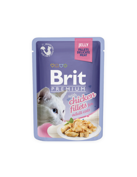 Пауч за котки Brit Premium Delicate – пилешки филенца в желе 85 гр.