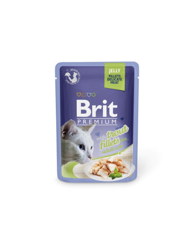 Пауч за котки Brit Premium Delicate – Филенца пъстърва в желе 85 гр.