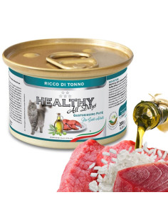 Консервирана храна за котки HEALTHY MEAT All days CAT Tuna с прясна риба тон, говеждо месо и ориз 0.200 кг.