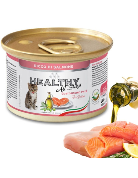 Консервирана храна за малки котенца HEALTHY MEAT All days Kitten Salmon с прясна сьомга 0.200 кг.