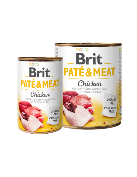 BRIT PATÉ - MEAT – CHICKEN – консервирана храна за кучета с 28- прясно пилешко месо и 22- телешко 0.400 кг.
