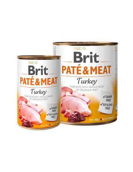 BRIT PATÉ - MEAT – TURKEY – консервирана храна за кучета с 26- прясно пуешко 24- пилешко 0.400 кг.
