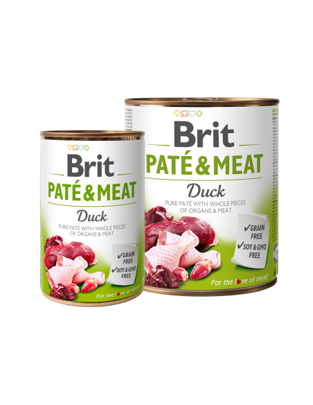 BRIT PATÉ - MEAT DUCK- консервирана храна за кучета с 27- прясно патешко месо и 23- пилешко месо 0.400 кг.
