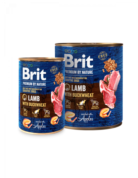 Brit Premium by Nature Lamb with Buckwheat – консервирана храна за кучета с агнешко и елда 0.400 кг.