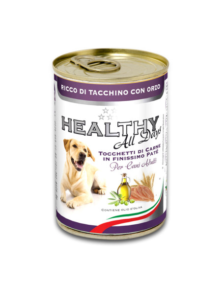 Консервирана храна за кучета HEALTHY MEAT All days Turkey and Barley с прясно пуешко месо и пшеница 0.400 кг.