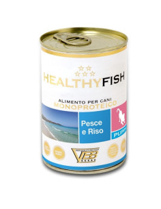Консервирана храна за кучета HEALTHY MEAT Mono Protein Fish And Rice PUPPY със 100- чист протеин от риба и ориз, за кученца 0