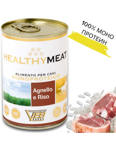 Консервирана храна за кучета HEALTHY MEAT Mono Protein Lamb And Rice със 100- чист протеин от агнешко 0.400 кг.