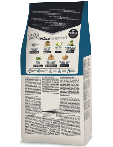 Натурална суха храна Ownat Classic FISH с прясна океанска риба и пилешко, за пораснали котки 4 кг.