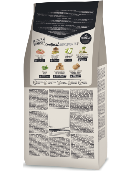 Натурална суха храна Ownat Classic Light с прясно пилешко месо, за котки предразположени към напълняване 1.5 кг.