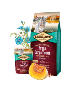 Натурална суха храна с прясно месо за кастрирани котки Carnilove Fresh Carp - Trout Sterilised for adult cats със 25- пресен 