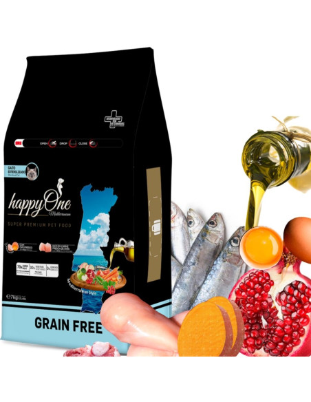 Средиземноморска храна HappyOne MEDITERRANEUM CAT Sterilised за кастрирани котки с пилешко месо, сардини, зехтин, яйца и нар 