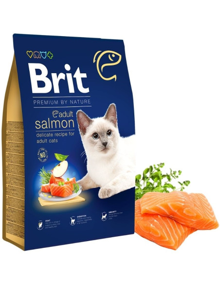 Суха храна Brit Premium by Nature Cat – Adult Salmon – за котки над 12 месеца, със сьомга 0.300 кг.