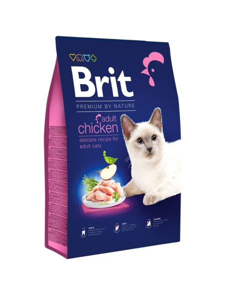 Суха храна Brit Premium by Nature Cat adult chicken – за котки над 12 месеца, с пилешко 0.300 кг.