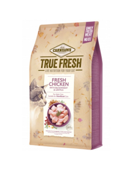 Ултра премиум суха храна Carnilove TRUE FRESH Cat Chicken със 70- истинско, прясно пилешко месо, обогатена с червени боровинк