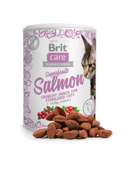 Brit Care Cat Snack Superfruits Salmon – допълваща храна за кастрирани котки със сьомга, шипка и червена боровинка, 100гр. 0.